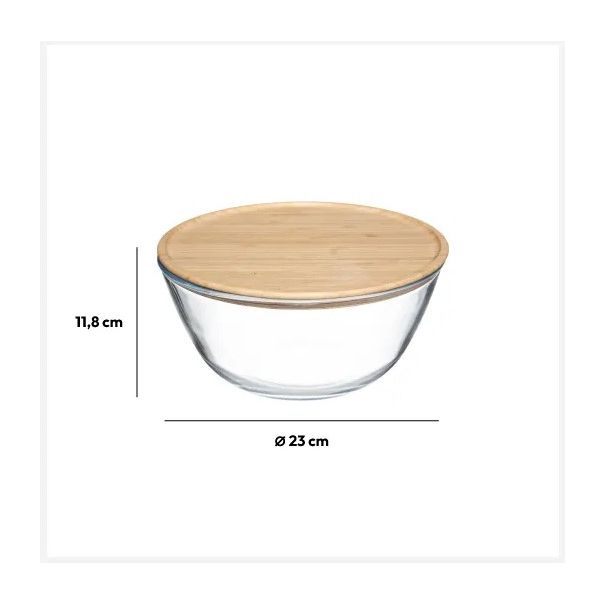 FIVE Činija za salatu sa poklopcem 2.5L, staklo/babus - 151462