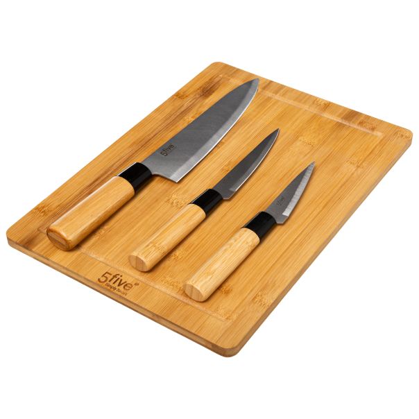 FIVE Daska sa 3 noža 35x25x4cm, bambus - 151484-1