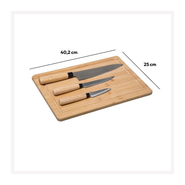 FIVE Daska sa 3 noža 35x25x4cm, bambus - 151484-1