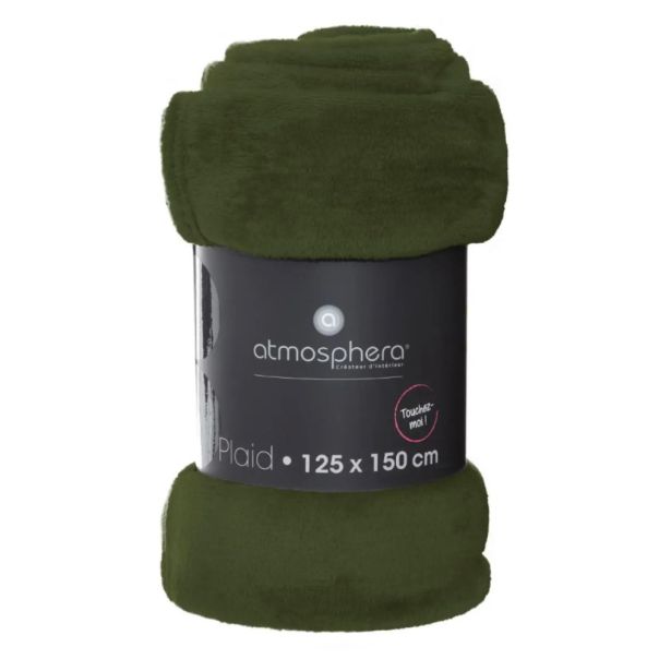 ATMOSPHERA Ćebe flanel 150x125cm poliester maslinasto zelena - 156183K