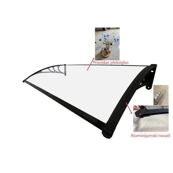 SUPERGARDEN Aluminijumska Nadstrešnica 150x80cm Providna Pun Polikarbonat - 1575-1