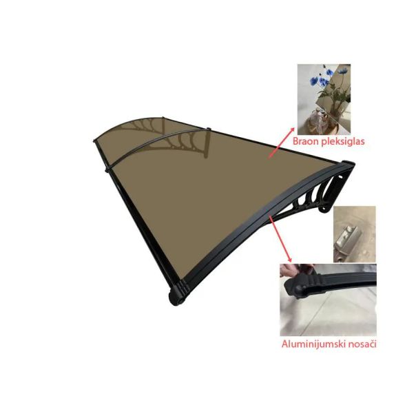 SUPERGARDEN Aluminijumska Nadstrešnica 200x80cm Bronza Pun Polikarbonat - 1576-1