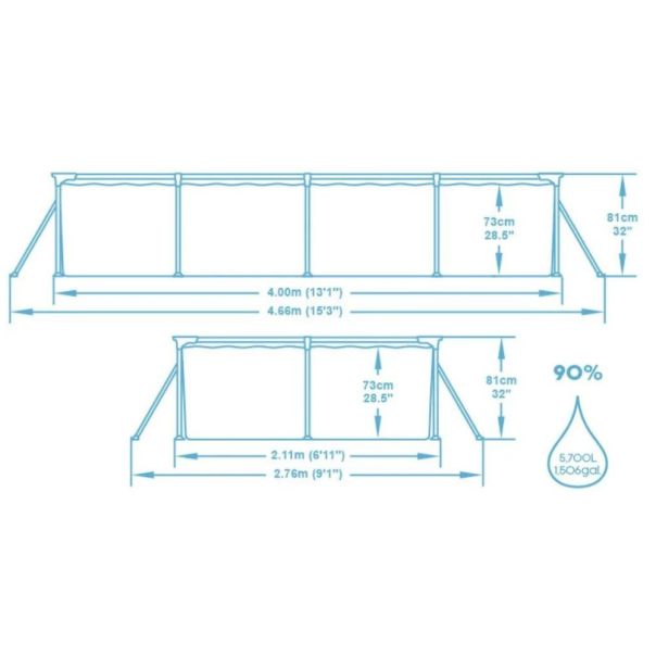 BESTWAY Bazen sa metalnim okvirom  i filter pumpom 400x211x81cm Steel Pro - 1669-1