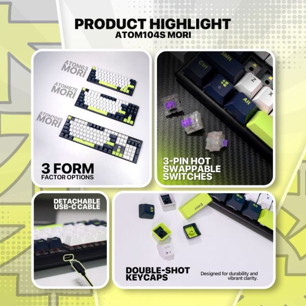 FANTECH Tastatura Mehanicka Gaming MK878S RGB Atom 104S Mori bela (taro switch) - EP3233392
