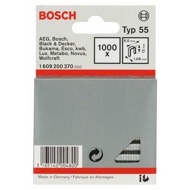 BOSCH Spajalica sa uskim leđima tip 55 1609200370, 6 x 1,08 x 12 mm - 1609200370