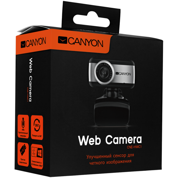 CANYON Enhanced 0.3 Megapixels resolutions web kamera with USB 2.0 connector 360 rotary view - CNE-HWC1