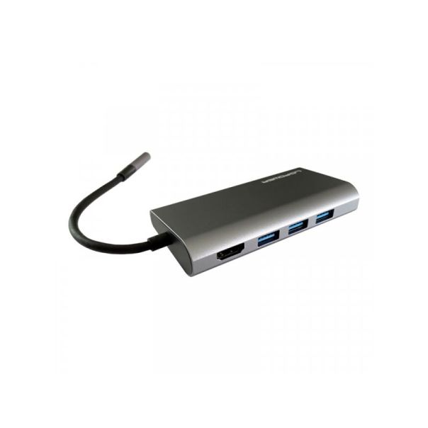 LC POWER LC-HUB-C-MULTI-5 USB Type C HUB card reader, charging, RJ45, HDMI anthracite/black - 161502