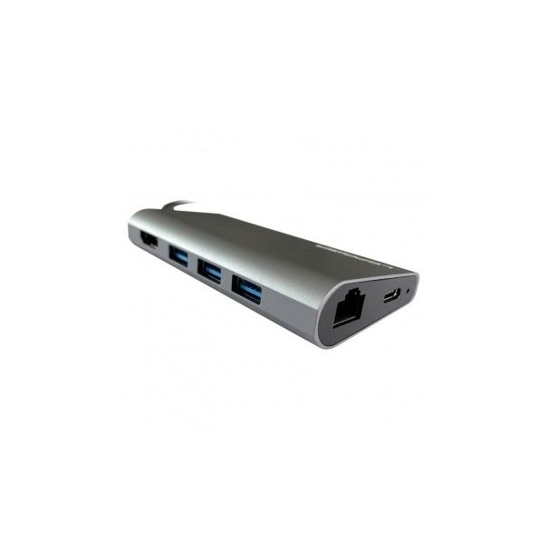 LC POWER LC-HUB-C-MULTI-5 USB Type C HUB card reader, charging, RJ45, HDMI anthracite/black - 161502