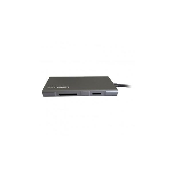 LC POWER LC-HUB-C-MULTI-5 USB Type C HUB card reader, charging, RJ45, HDMI anthracite/black - 161502