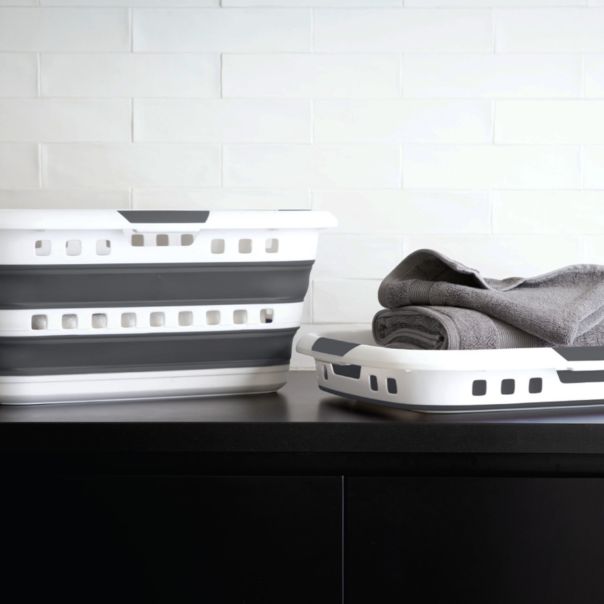 FIVE Korpa za veš 45L sklopiva 62x44x27,5cm pp bela/siva - 164585