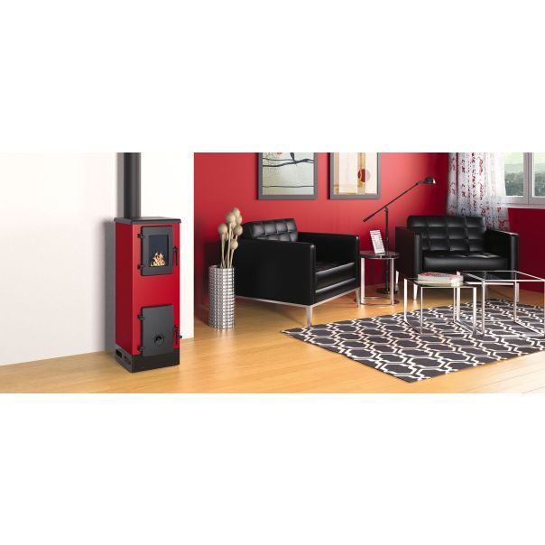 ALFA PLAM Peć na čvrsto gorivo Vulkan S ECO, crvena - 16802