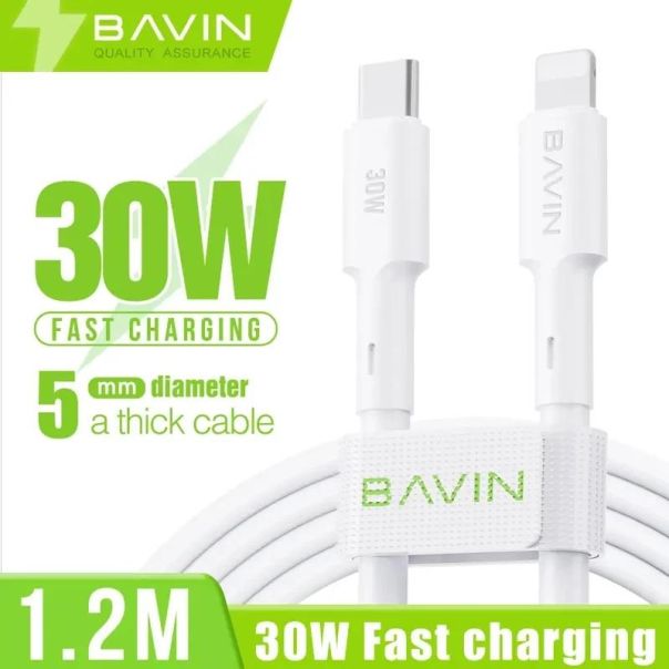 BAVIN Kabl 30W type-C na lightning 1,2m, bela - 90106
