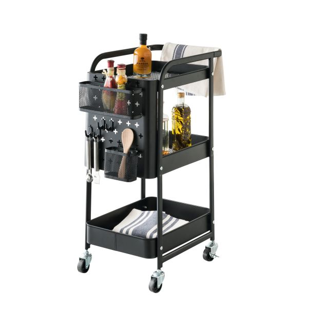 FIVE Metalna polica na točkiće 51x29.5x76cm, crna - 167740-1