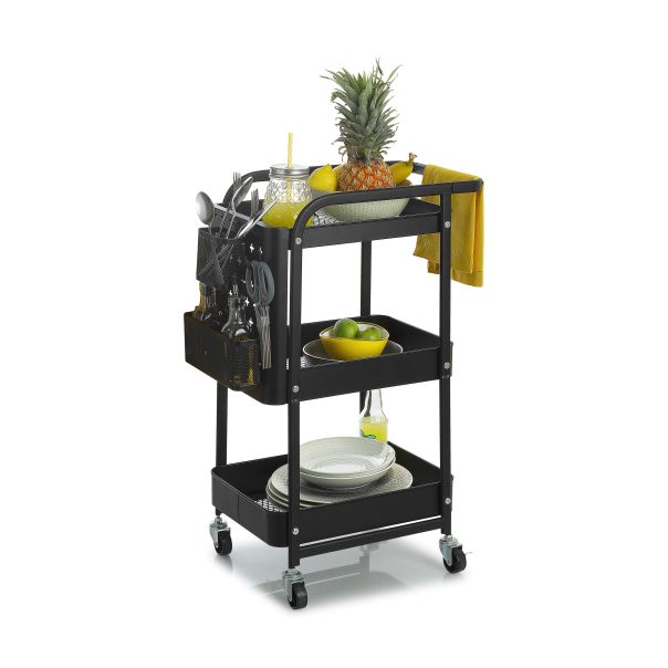 FIVE Metalna polica na točkiće 51x29.5x76cm, crna - 167740-1