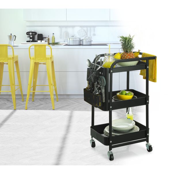 FIVE Metalna polica na točkiće 51x29.5x76cm, crna - 167740-1