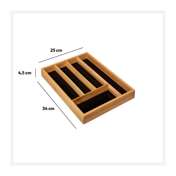 FIVE Držač pribora za jelo 25x34x4.5cm, bambus/crna - 167748