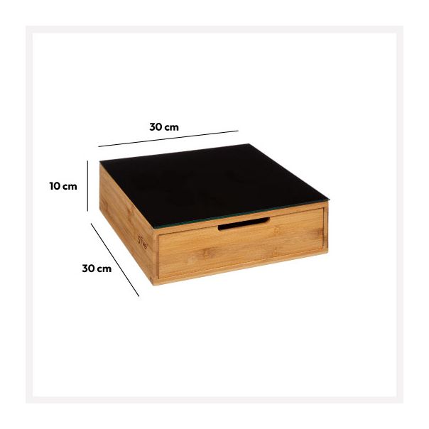 FIVE Kutija za kapsule kafe sa fiokom 30x30x10cm, bambus/crna - 167753-1