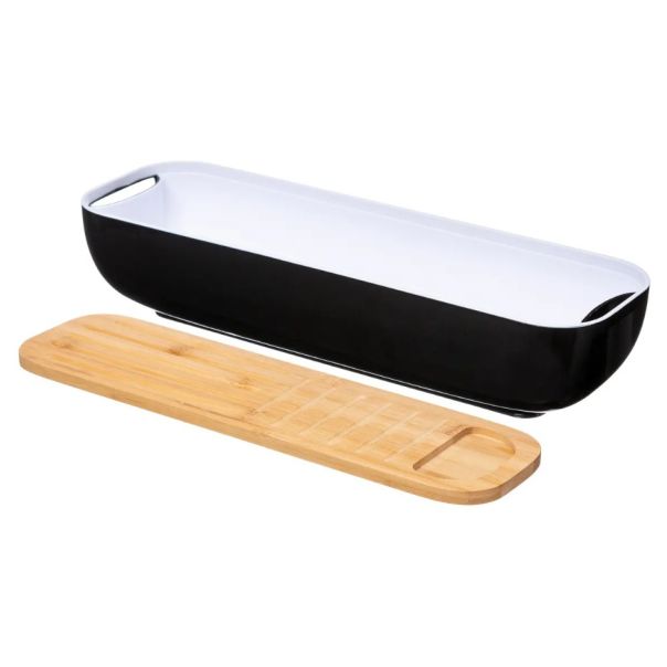 FIVE Kutija za hleb sa daskom za sečenje 40x12x8.5cm, crna - 167755-1