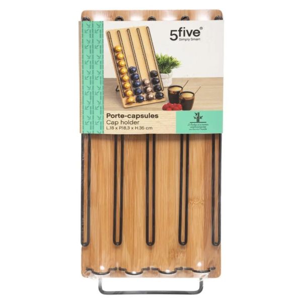 FIVE Držač espreso kapsula 40/1 2,5X18X29,7cm bambus/metal bež crna - 167772-1
