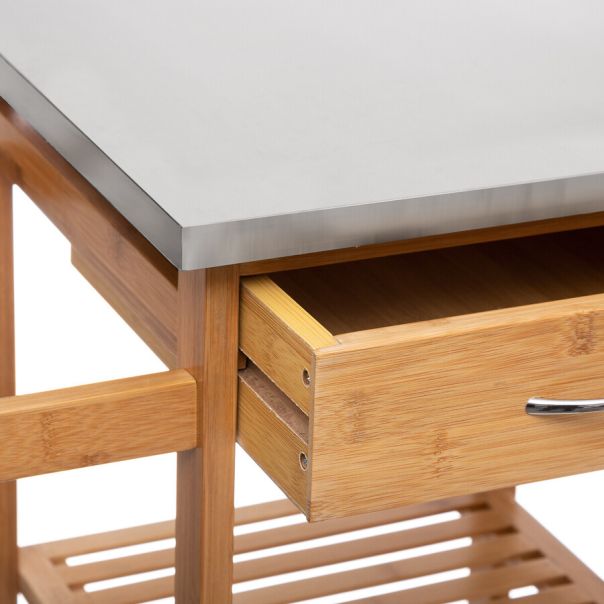 FIVE Polica sa točkićima 73.5x37x86cm, bambus/natural - 167776-1