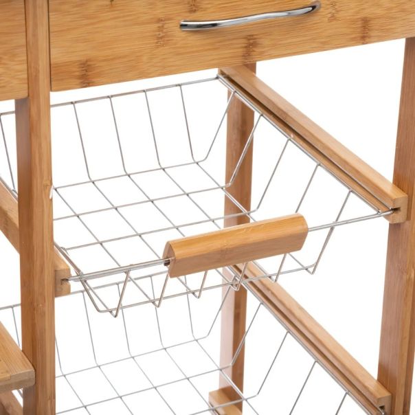 FIVE Polica sa točkićima 73.5x37x86cm, bambus/natural - 167776-1