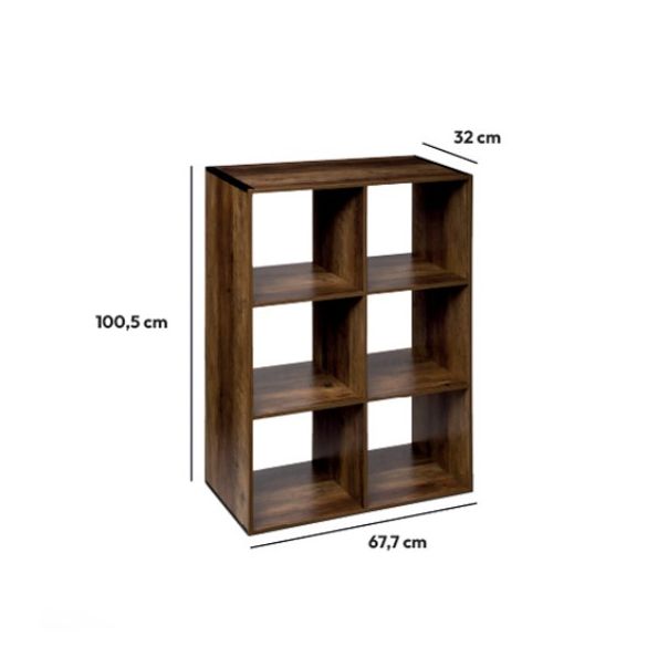 FIVE Stalak sa 6 polica 67.5x32x100.5cm, drvo/braon - 167864-1