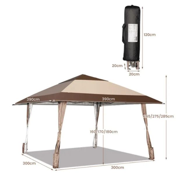 Gazebo paviljon sa mehanizmom 390x390cm Bež - 1679-1
