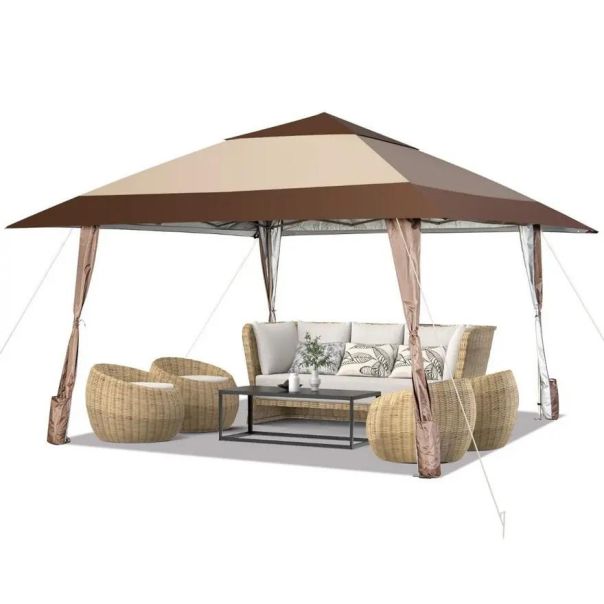 Gazebo paviljon sa mehanizmom 390x390cm Bež - 1679-1