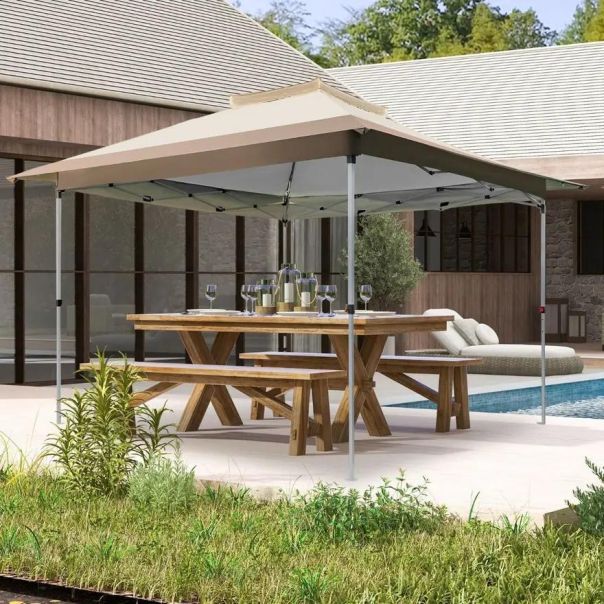 Gazebo paviljon sa mehanizmom 350x350cm Braon - 1680-1