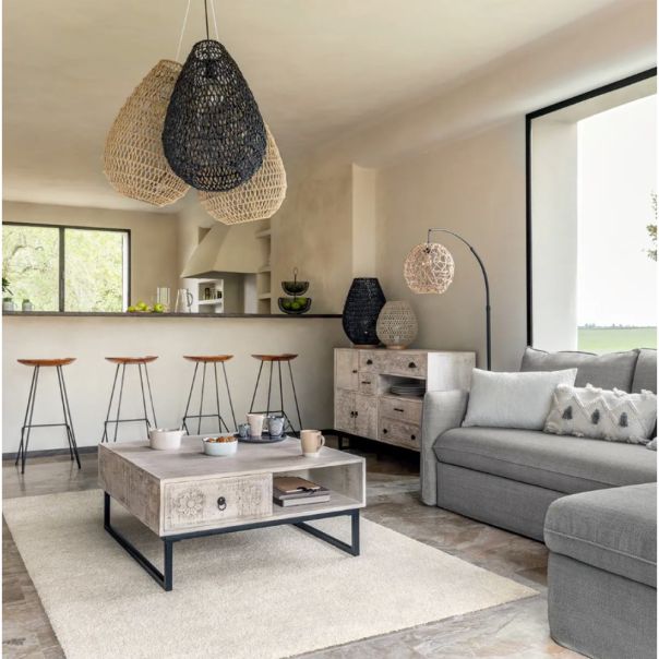 ATMOSPHERA Lampa Etel 30x35,5cm metal/papir/drvo bež - 168205