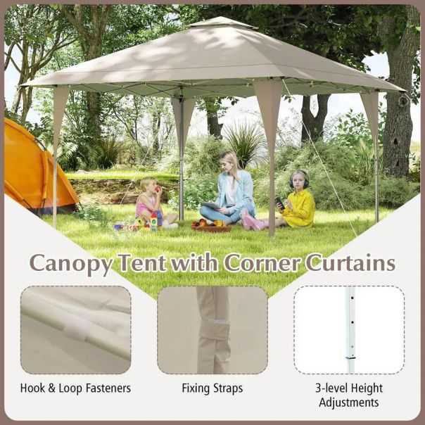 Gazebo paviljon sa mehanizmom 4x4m Bež - 1687-1-1