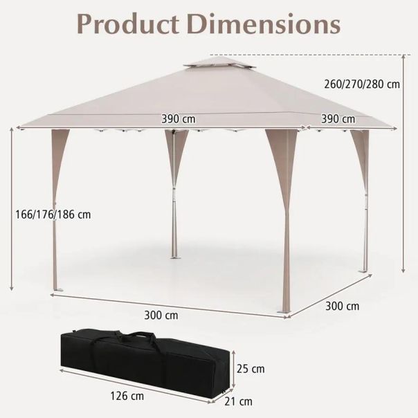 Gazebo paviljon sa mehanizmom 4x4m Bež - 1687-1-1