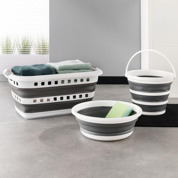 FIVE Sklopiva korpa za veš 6L 38x13.5 cm, siva - 169159-1
