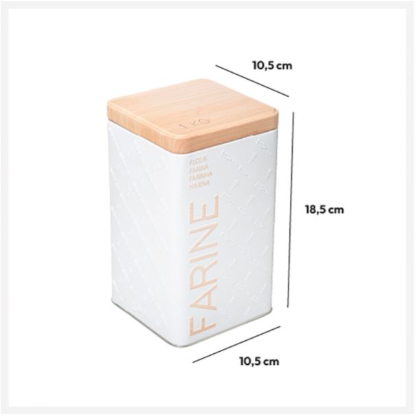 FIVE Kutija za brašno Scandi 10,6X10,6X18,4cm metal bela - 169284