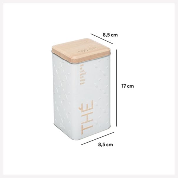 FIVE Kutija za čaj S.candi 8,5X8,5X17cm metal bela - 169299