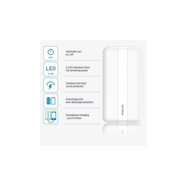 RIVACASE Power Bank VA 2081 20000mAh, bela - 170232