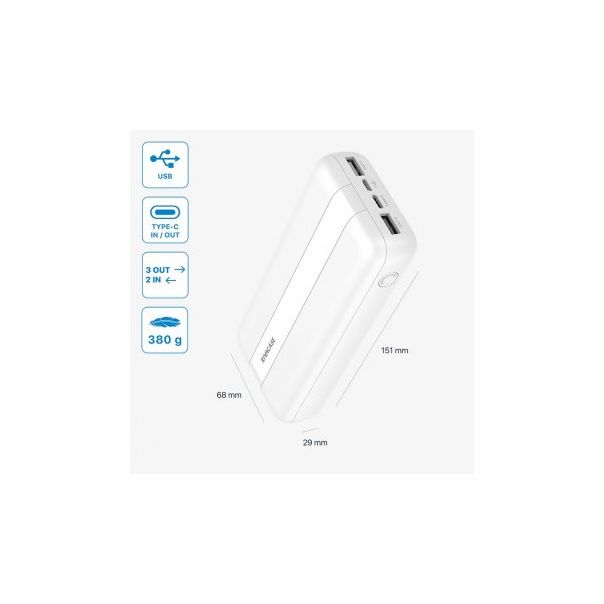 RIVACASE Power Bank VA 2081 20000mAh, bela - 170232