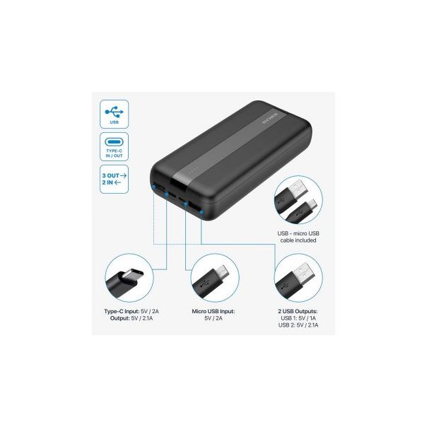 RIVACASE Power Bank VA 2081 20000mAh, crna - 170234