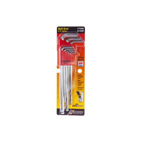 Set ekstra dugih imbus ključeva sa kugličnom glavom Bondhus BriteGuard HEX 1,5 - 10,0 17099 9 kom - 17099