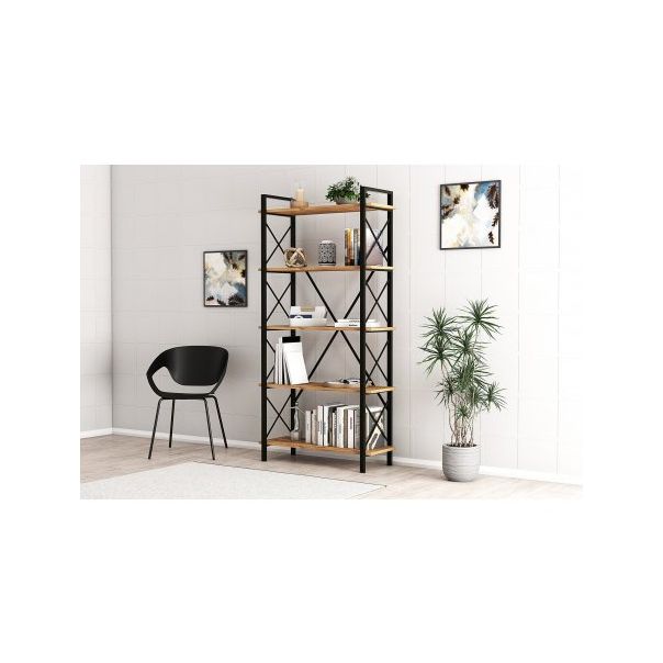 HANAH HOME Polica za knjige Nero Elit, braon/crna - 171742