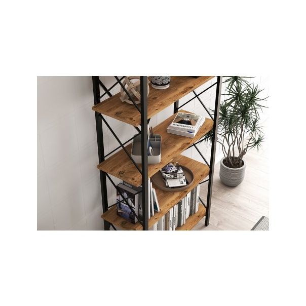 HANAH HOME Polica za knjige Nero Elit, braon/crna - 171742