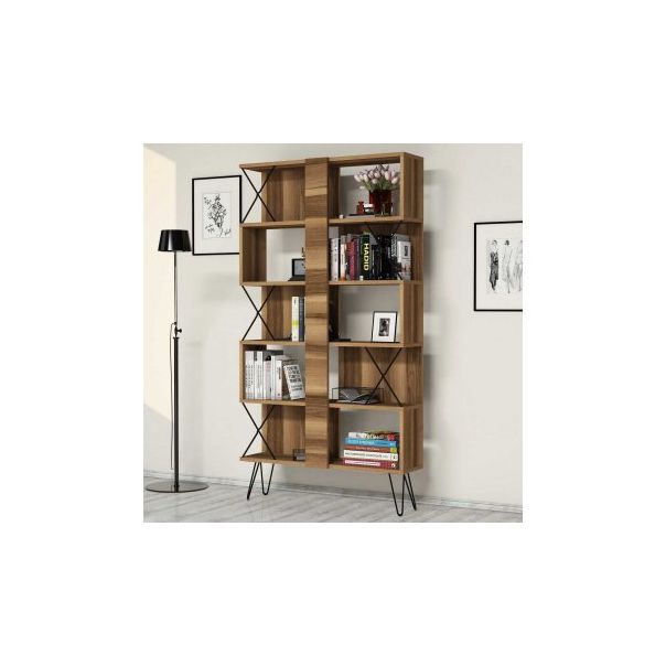 HANAH HOME Polica za knjige Extra Walnut - 171764