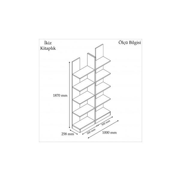 HANAH HOME Polica za knjige Ikiz White - 171766