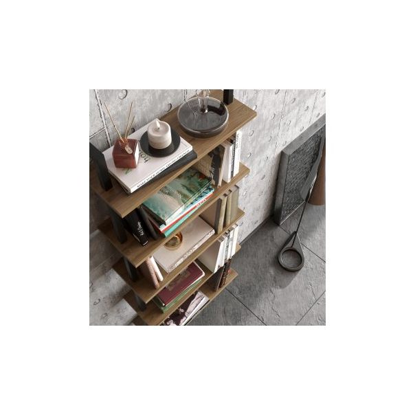 HANAH HOME Polica za knjige Piante Walnut Black - 171795