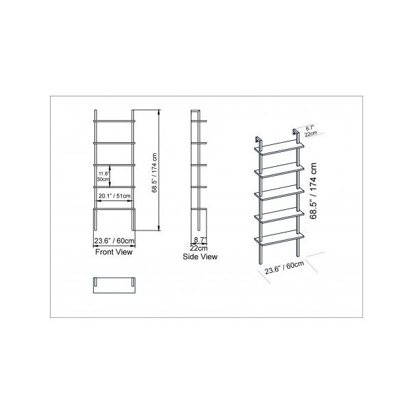 HANAH HOME Polica za knjige Piante Walnut Black - 171795