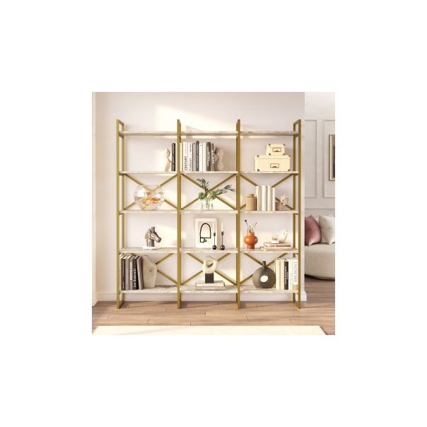 HANAH HOME Polica za knjige Vg6-Ge, bela/zlatna - 171835