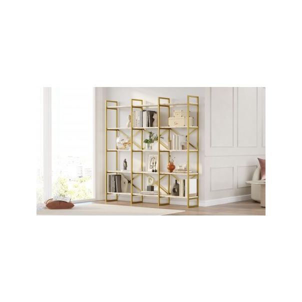 HANAH HOME Polica za knjige Vg6-Ge, bela/zlatna - 171835