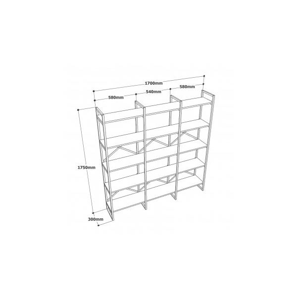 HANAH HOME Polica za knjige Vg6-Ge, bela/zlatna - 171835