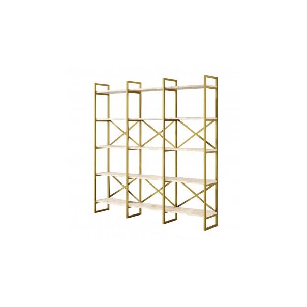 HANAH HOME Polica za knjige Vg6-Ge, bela/zlatna - 171835