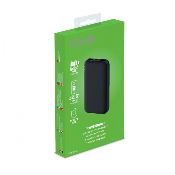CELLY Power bank ENERGY 5000mAh, crna - PBE5000BK